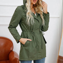 Load image into Gallery viewer, Women's Hooded Trench Coat Spring Autumn Fitted Solid Color Jacket for Daily Outdoor Camping Hiking
