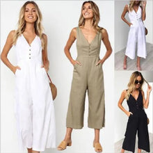 Load image into Gallery viewer, Urban V-Neck Streetwear Jumpsuit
