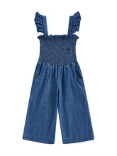 Load image into Gallery viewer, Smocked Denim Overall Jumpsuit
