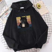 Load image into Gallery viewer, Men's fashion hoodie, high-quality cat drinking coffee print hoodie, fashionable casual hoodie, Harajuku hoodie
