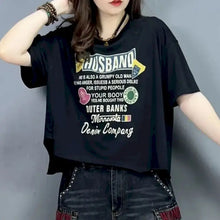 Load image into Gallery viewer, 2026 New in T-shirts for Women Personality Fashion Irregular Design Tops Letters Printed Short Sleeved T-shirt Loose Versatile T

