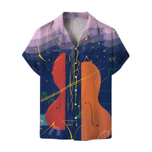 Load image into Gallery viewer, Shirts For Men Music Guitar Print Rock Hip Hop Tops Male Clothing Short Sleeve V-Neck Beach Ahloa Shirts Camisa Social Masculina
