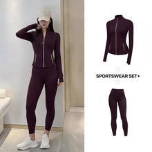 Load image into Gallery viewer, Women's Yoga Set Stand Collar Zip Jacket, Slim Fit Long Sleeve Sports Fitness Yoga Wear
