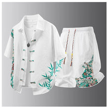 Load image into Gallery viewer, Summer Tracksuits Men Traditional Chinese Style Suit Shirt Shorts Tang Suit Male Fashion Casual Summer Sets
