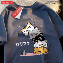 Load image into Gallery viewer, Cute Stacked Cats Sleeping Don'T See The Mouse Men Women T Shirts Oversized Loose T-Shirts Summer Cotton O-Neck Short Sleeve
