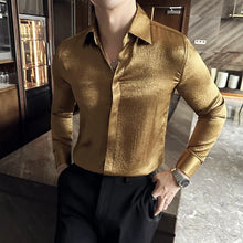 Load image into Gallery viewer, Glossy Slim Fit Men’s Dress Shirt
