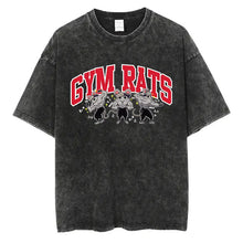Load image into Gallery viewer, Vintage Washed T-shirts 100% Cotton Gym Muscle Rat Print Crew Neck Tshirts Casual Goth Hip Hop Streetwear Women Men Summer Tee
