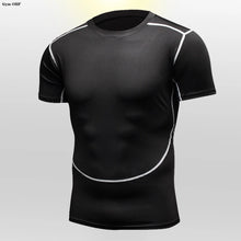 Load image into Gallery viewer, Gym Fitness T Shirt Men's Short Sleeve Summer Boxing Jersey Legging Men Rashguard Compression Pants Quick Dry Tight T-Shirts Men
