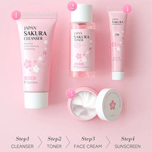 Load image into Gallery viewer, Sakura Skin Care Set facial Cleanser,Serum,Toner,Sunscreen,facial cream Beauty skin care For Women Gifts Routine Travel Kit
