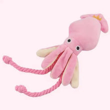 Load image into Gallery viewer, Dog toys; cat toys; sound-emitting cotton rope octopus; durable chew toys for cleaning teeth; interactive pet toys.
