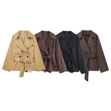 Load image into Gallery viewer, Women's Jackets Autumn 2026 New Fashion Short Trench Coats Chic Lapel Loose Elegant Women long-sleeved Warm Autumn Street Jacket
