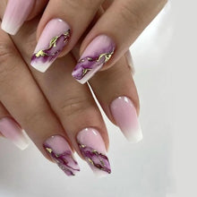 Load image into Gallery viewer, 24pcs Gradient Fake Nails French Ballerina Nail Waterproof Faux Medium Coffin false nails Fingernails Press on Nails Tips
