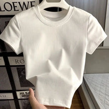 Load image into Gallery viewer, Women's Solid Short Sleeve T-Shirt Spring Summer Casual Soft Slim Fit Basic Top Tees All-Match Fashion T-Shirts for Women
