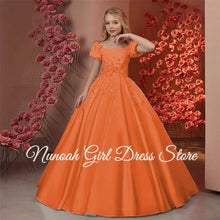 Load image into Gallery viewer, Elegant Flower Girl Dresses for Wedding Satin Beaded Floral Floor Length Girl Kids Birthday Party First Holy Communion Gown
