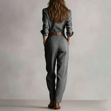 Load image into Gallery viewer, Beige Plaid Belted Shirt Jumpsuit
