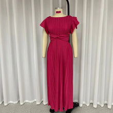 Load image into Gallery viewer, Wedding Guest Dress Elegant Party Long A Line Cap Sleeve Dresses Evening Pleated Off Shoulder Maxi Dress Fuchsia Pink Solid
