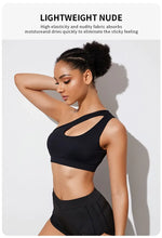 Load image into Gallery viewer, Women Sports Bra Push Up Fitness Bras One Shoulder Shockproof Yoga Bra Black White Yoga Running Bra Sexy Vest
