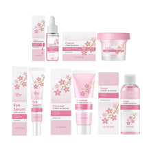 Load image into Gallery viewer, Sakura Skincare Set Moisturizer Face Cream Serum Toner Facial Cleanser Eye Cream Anti-Wrinkle Brighten Face Care Kit for Women
