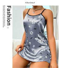 Load image into Gallery viewer, Women's Sleepdress Satin Floral Print Nightdress Comfortable Spaghetti Strap Sleepwear Dress Luxurious Satin Slip Nightdress
