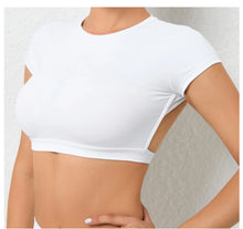 Load image into Gallery viewer, Sports Muscle Back Tee Without Padded Women Backless Sports Shirts Workout Gym Training Yoga T-Shirt Outdoor Open Back Tops
