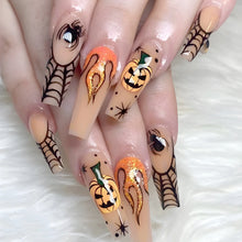 Load image into Gallery viewer, 24pcs Thriller Style False Nails With Halloween Ant Bugs Pattern Wearable Press On Nails Ballet Black Punk Nail Art Decoration
