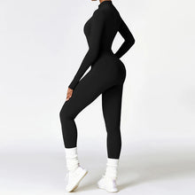 Load image into Gallery viewer, Warm Plush Sports Jumpsuits Women's Tracksuit One-Piece Fitness Suit Winter Gym Sets Long Sleeves Black Exercise Bodysuit Woman
