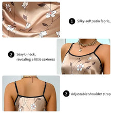 Load image into Gallery viewer, Women's Sleepdress Satin Floral Print Nightdress Comfortable Spaghetti Strap Sleepwear Dress Luxurious Satin Slip Nightdress
