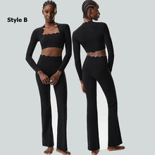 Load image into Gallery viewer, Women Two Pieces Fitness Yoga Set Solid Color Long Sleeve Gym Sportswear Breathable Quick Dry Workout Clothes Female Suit
