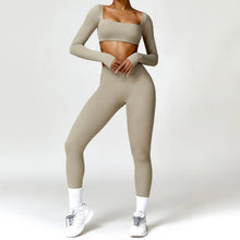Load image into Gallery viewer, Summer 2PCS Yoga Suit Sports Set Women Quick-Dry Gym Set Women Tracksuit Running Workout Long Sleeve Sports Shirt Yoga Clothing
