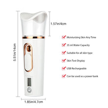 Load image into Gallery viewer, Mist Sprayer Handheld Nano Beauty Instrument Mini Hydrating Humidifier Skin Care LED Display Portable Facial Steamer Nebulizer
