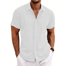 Load image into Gallery viewer, Mens Golf Shirts for Men Summer Beach Loose Shirt Button Down Short Sleeve Blouses Solid Print Casual Linen Shirts Streetwear
