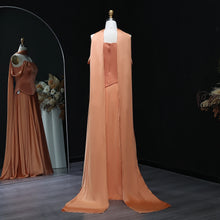 Load image into Gallery viewer, Brown Off Shoulder Chiffon Evening Gown
