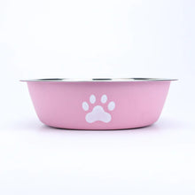 Load image into Gallery viewer, New stainless steel dog basin paw print pet supplies cat bowl dog bowl silicone anti-slip design pet drinking water feeding bowl
