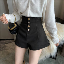 Load image into Gallery viewer, Black Shorts Women Spring Summer New Wide Leg Pants High Waist Single BreastedAApricot casual hot pants
