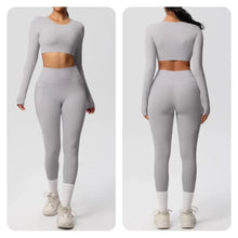Load image into Gallery viewer, Yoga Gym Set Women Sports Impact Longline Strappy Top Fitness Overalls Sets Womens 2 Piece Sportswear Woman Gym Leggings Solid
