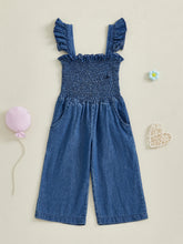 Load image into Gallery viewer, Smocked Denim Overall Jumpsuit
