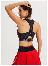 Load image into Gallery viewer, Black Stripe Sports Bras Women Racerback Sleeveless Elastic Waistband Shockproof Quick Dry Stretch Training Camisole Sportswear
