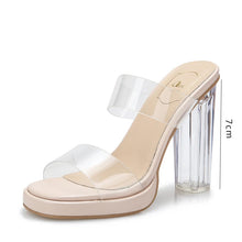 Load image into Gallery viewer, Women's High Heels, 2024 Summer New Waterproof Table with A Line Not Tired Feet Thick Crystal Slippers, Women's Shoes
