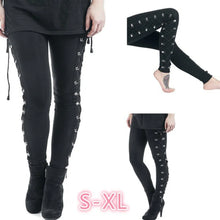 Load image into Gallery viewer, Gothic Leggings Black Vintage Women Punk Lace Up Bottoms Steampunk Pants Leggins Mujer Women Long Pencil Pants Trousers
