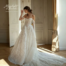 Load image into Gallery viewer, Elegant White Lace Off-The-Shoulder Sleeveless Floor-Length Formal Wedding Dress with Exquisite embroidery
