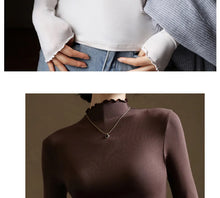 Load image into Gallery viewer, Ruffled Turtleneck Stretch Tee Women
