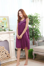 Load image into Gallery viewer, Embroidery Transparent Slip Sleepwear for Sleeping Big Size Night Dress Sexy Lingerie Nightgown Women Home Clothing

