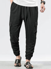 Load image into Gallery viewer, Men's Grid Cargo Joggers Drawstring Elastic Waist Multi Pocket Casual Ankle Length Trousers
