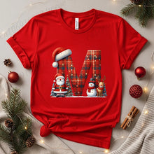 Load image into Gallery viewer, Festive Alphabet Holiday Casual Tee
