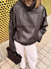 Load image into Gallery viewer, Black Faux Leather Moto Jacket
