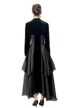 Load image into Gallery viewer, Velvet Ruffle V-Neck Evening Dress
