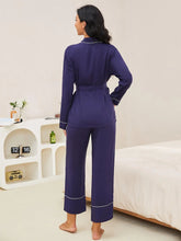 Load image into Gallery viewer, Wrap Belt V Neck Pajama Set
