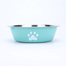 Load image into Gallery viewer, New stainless steel dog basin paw print pet supplies cat bowl dog bowl silicone anti-slip design pet drinking water feeding bowl
