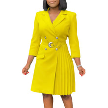 Load image into Gallery viewer, Pleated Notched Collar Midi Dress

