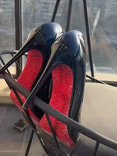 Load image into Gallery viewer, High Heels Women's Slim Heels New Stunning and Sexy Wedding Shoes Black Patent Pointed Single Shoes High Heels Туфли Женские
